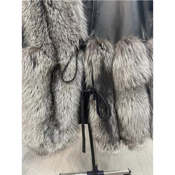 ChicSense Women OS Real Fox Fur Genuine Sheepskin Leather Loose Leisure Coat NWT - Picture 6 of 16